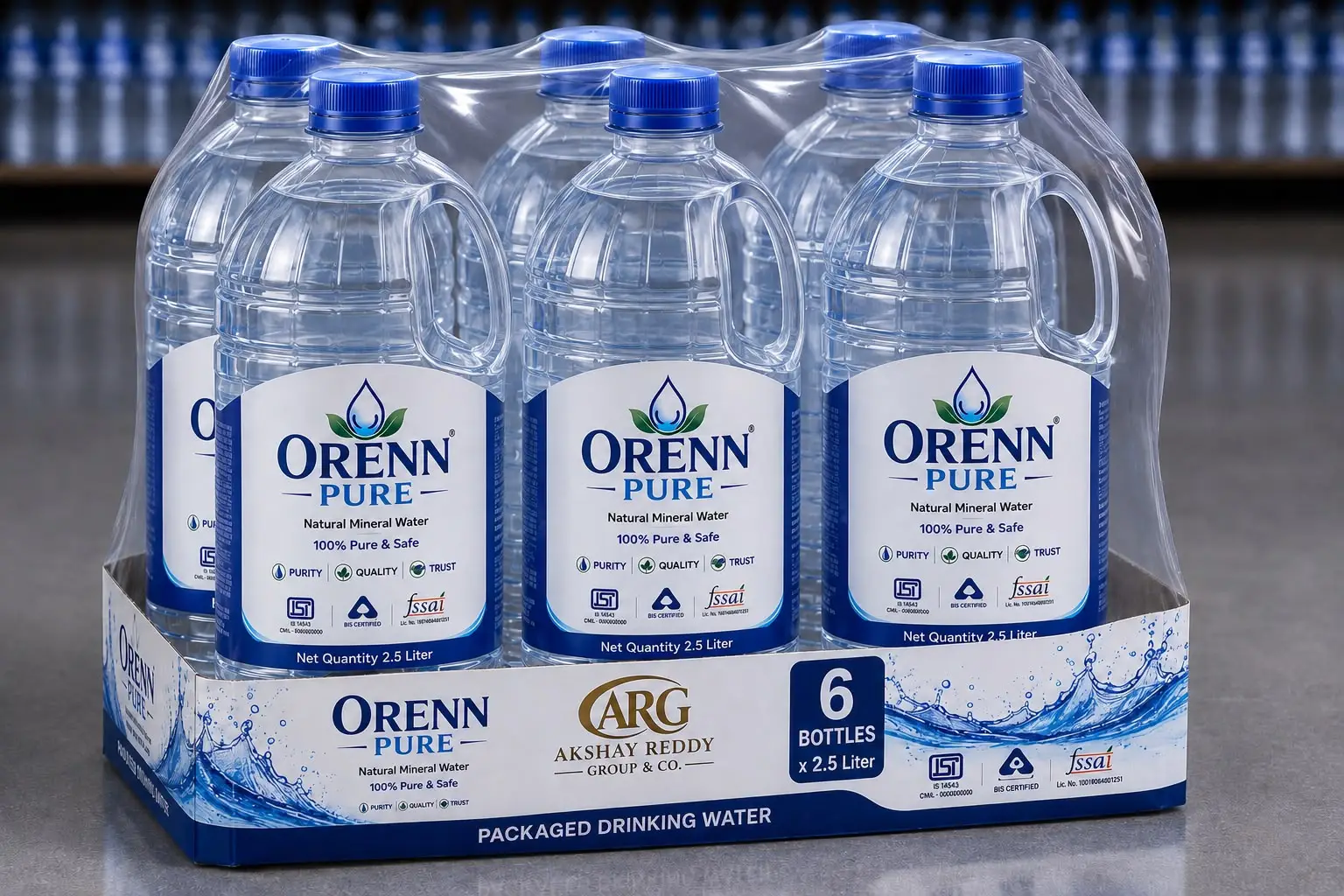 ORENN PURE Natural Mineral Water 2.5 L (Pack of 6)