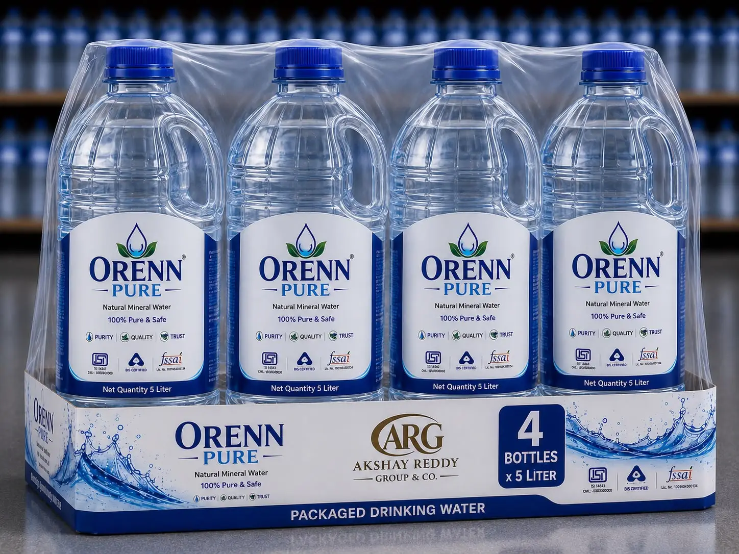Orenn Pure Natural Mineral Water 5 L (Pack of 4)