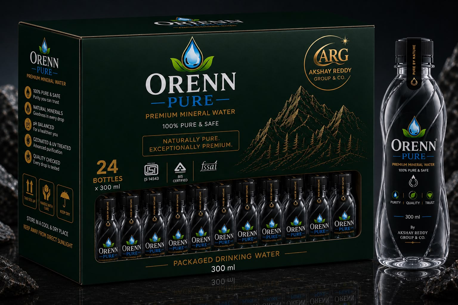 ORENN PURE Premium Mineral Water – 300 ml (Rpet Bottle Pack of 24)