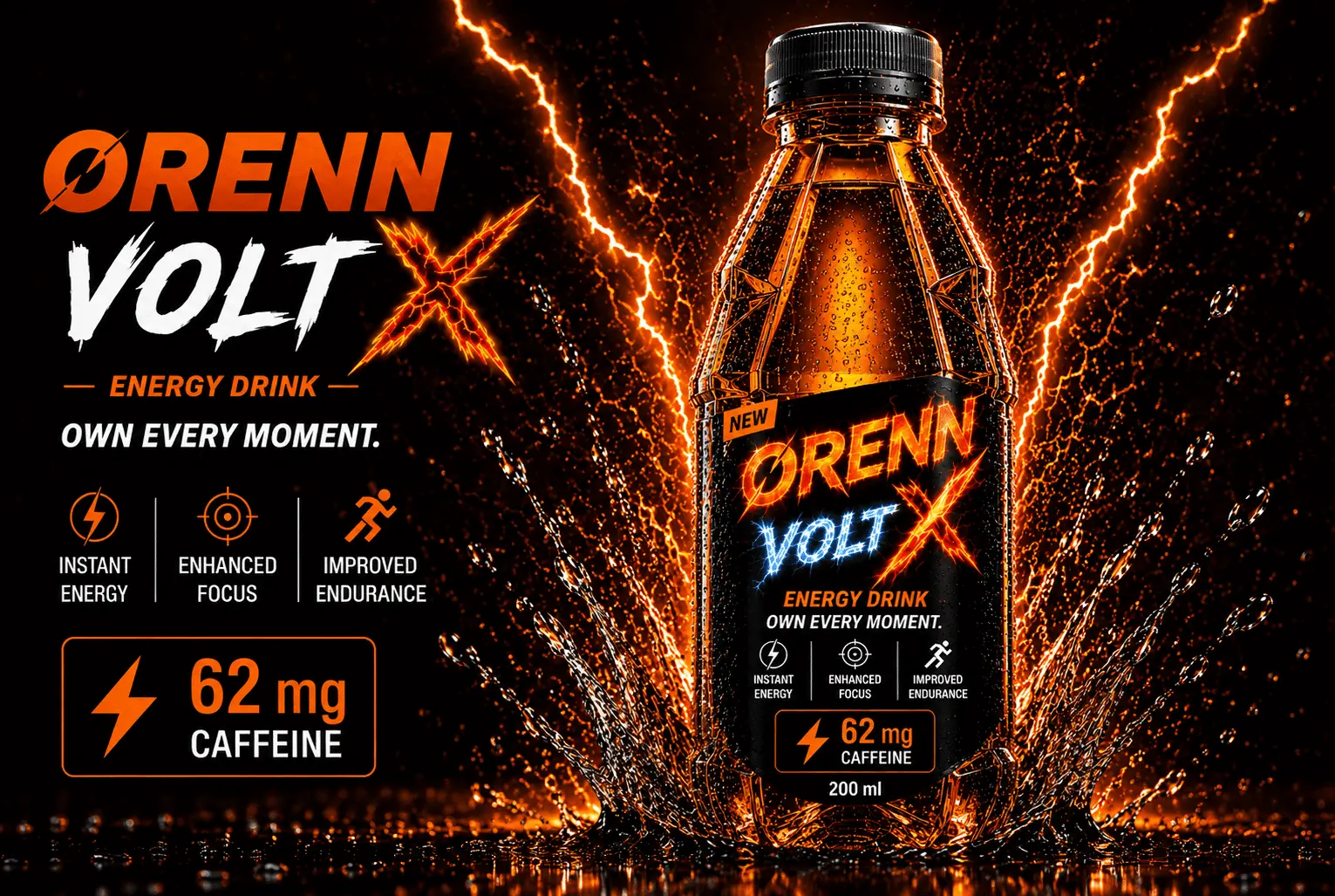 ORENN VoltX Energy Drink  200 ml ( PET Bottle | Pack of 24)
