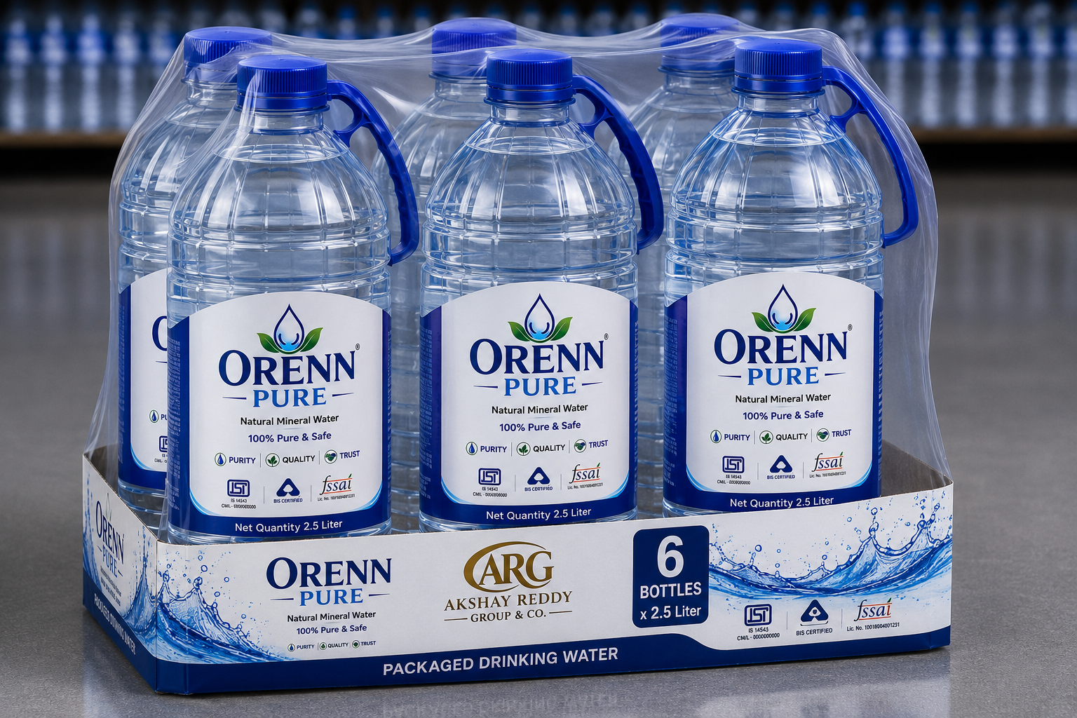 ORENN PURE Natural Mineral Water 2.5 L (Pack of 6)