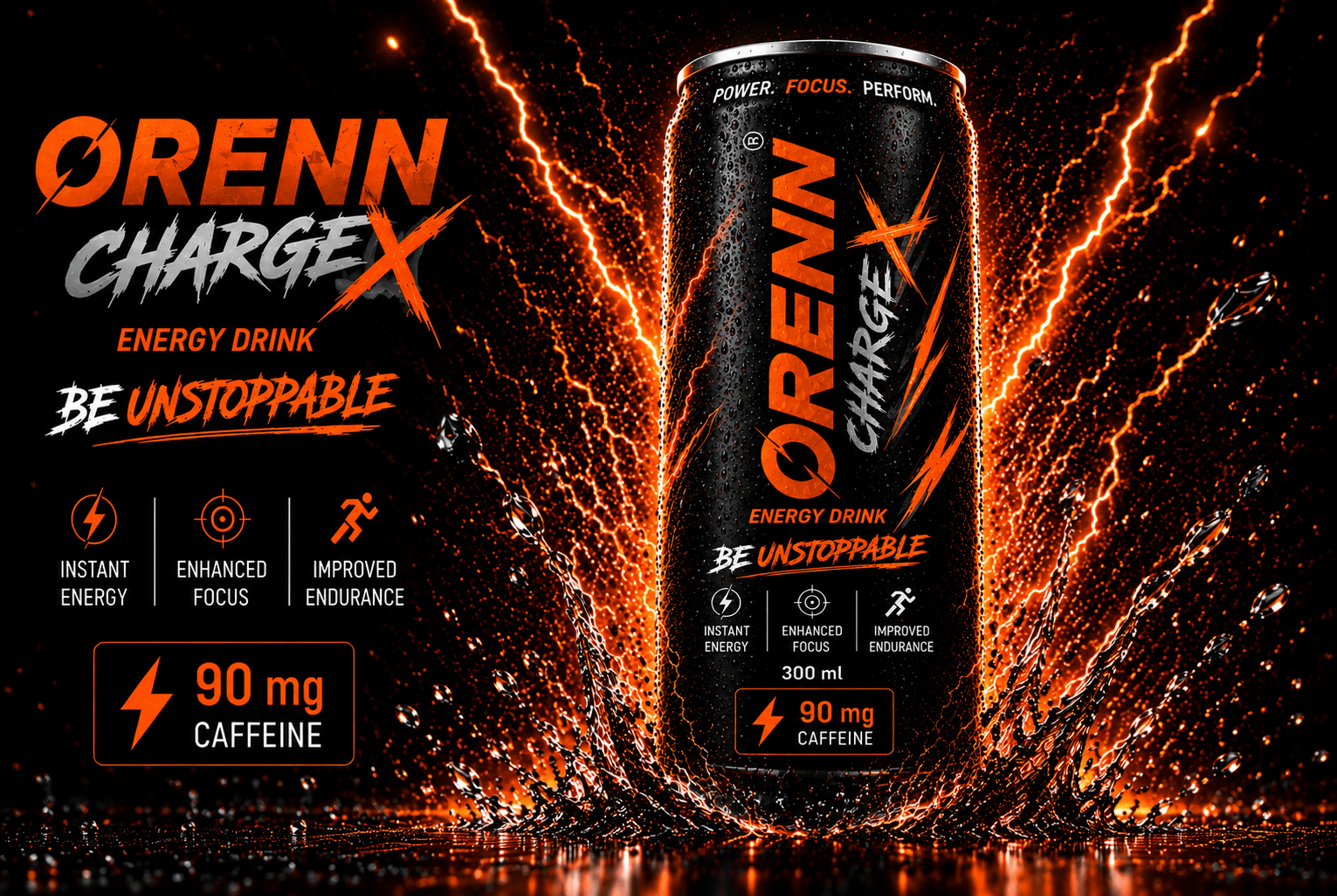 ORENN ChargeX Energy Drink 300 ml (Pack of 6 | pack of 12 | pack of 24 )