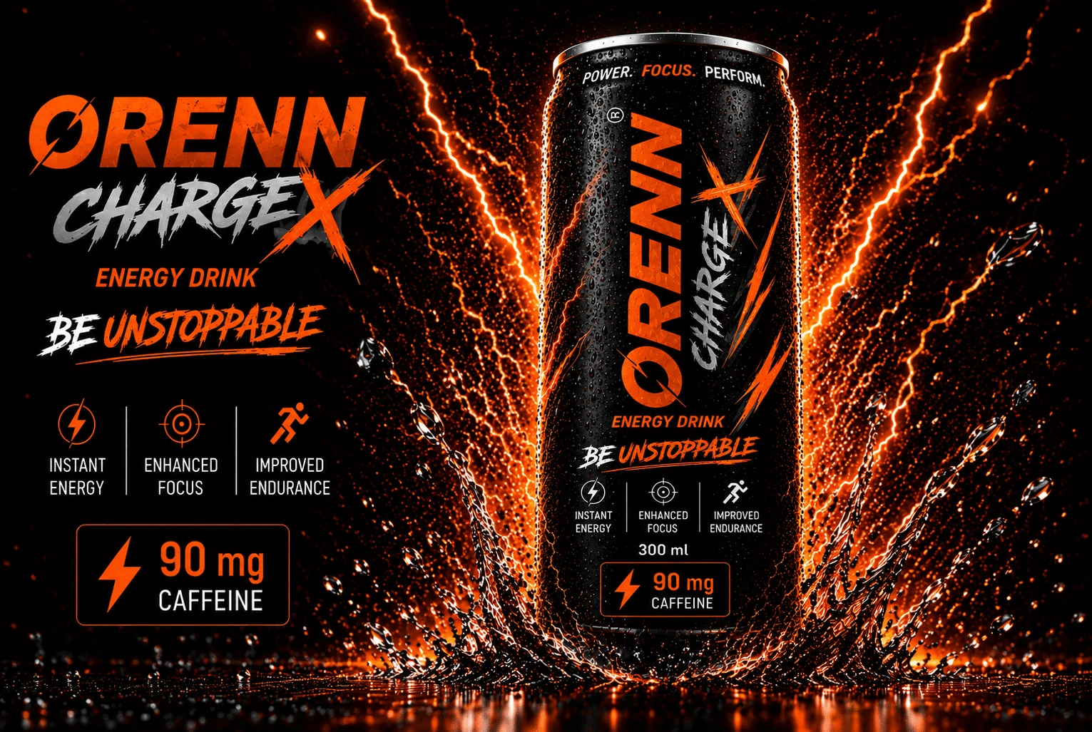 ORENN ChargeX Energy Drink 300 ml (Pack of 6 | pack of 12 | pack of 24 )