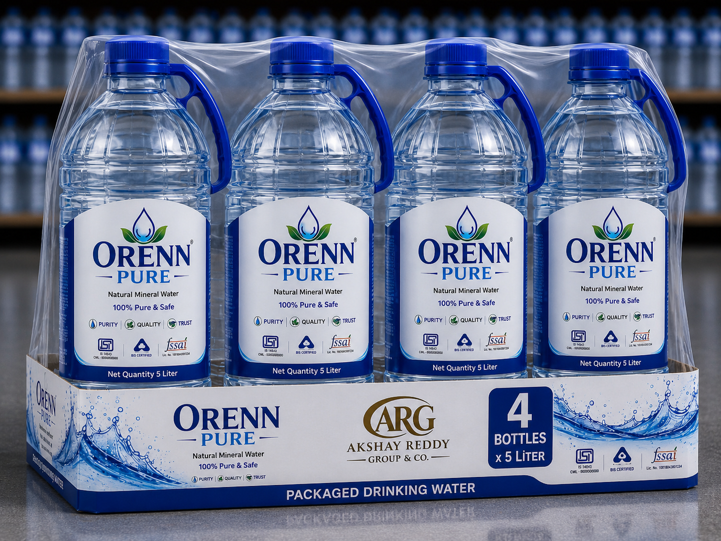 Orenn Pure Natural Mineral Water 5 L (Pack of 4)