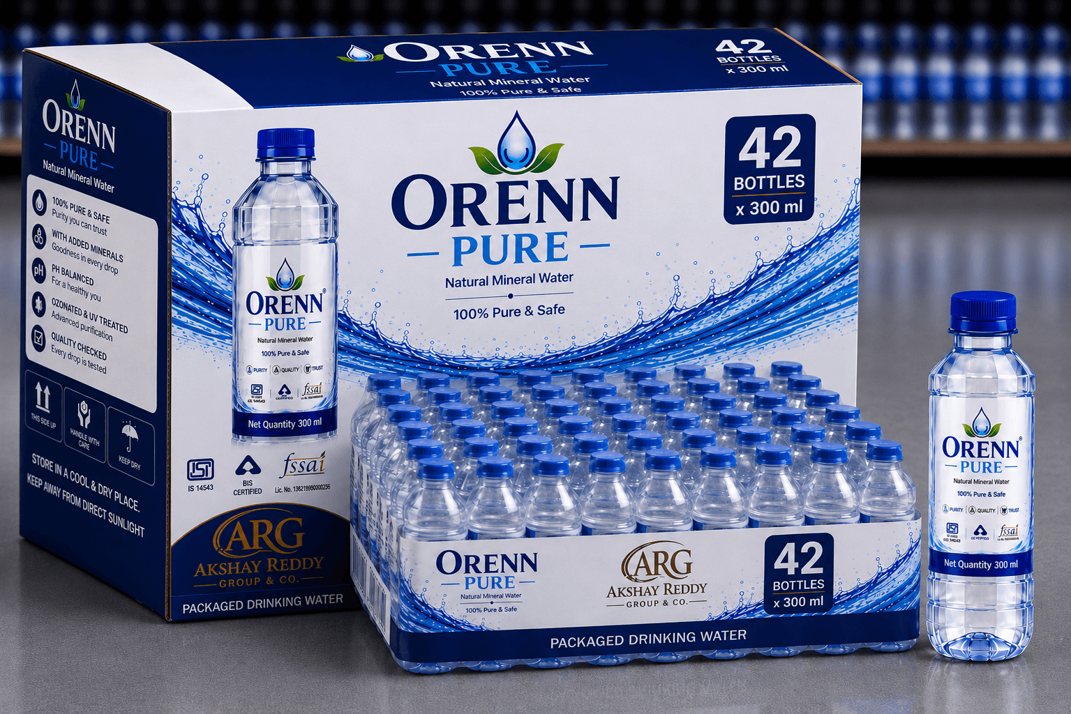 ORENN PURE Natural Mineral Water 300 ml (Pack of 42)