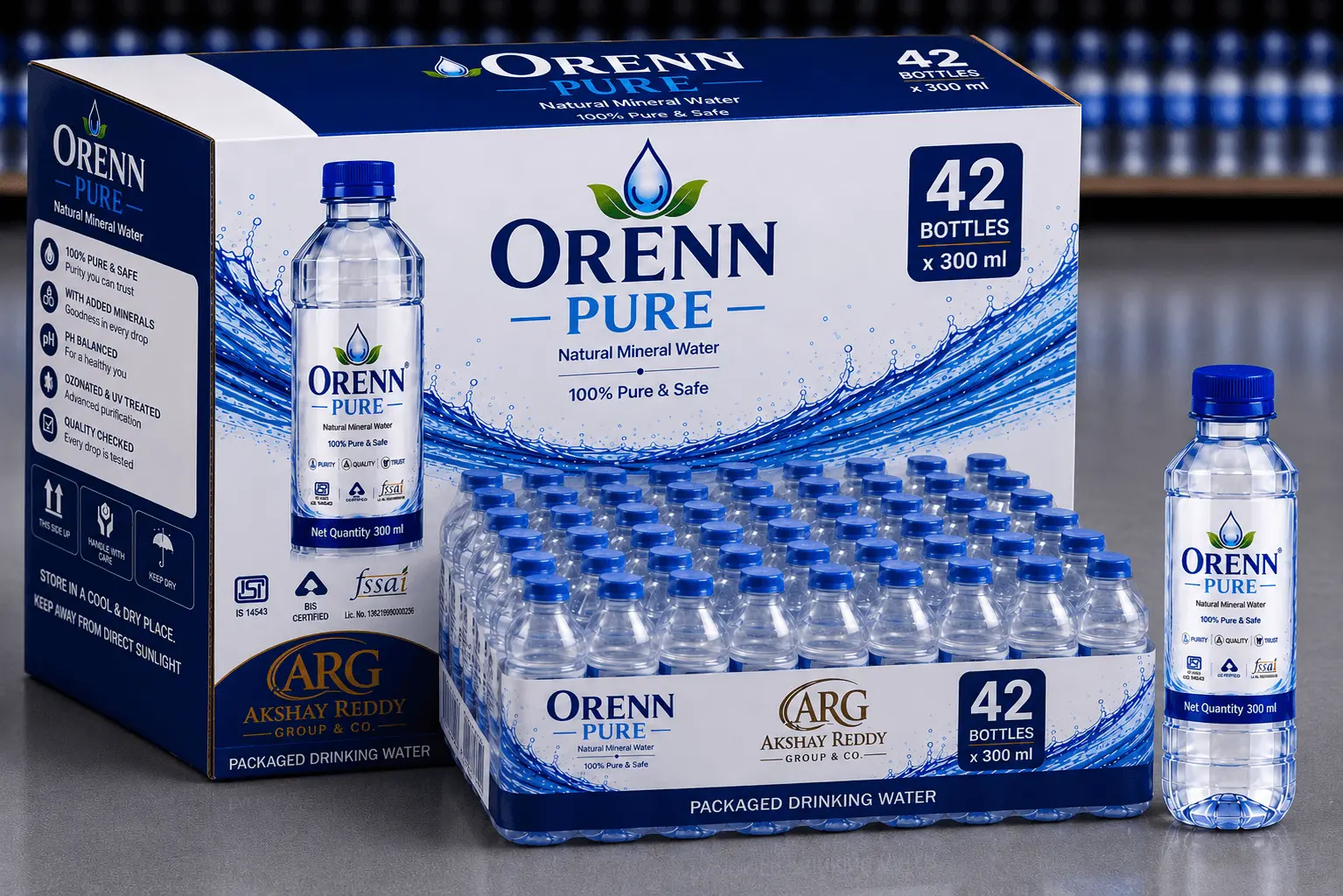 ORENN PURE Natural Mineral Water 300 ml (Pack of 42)