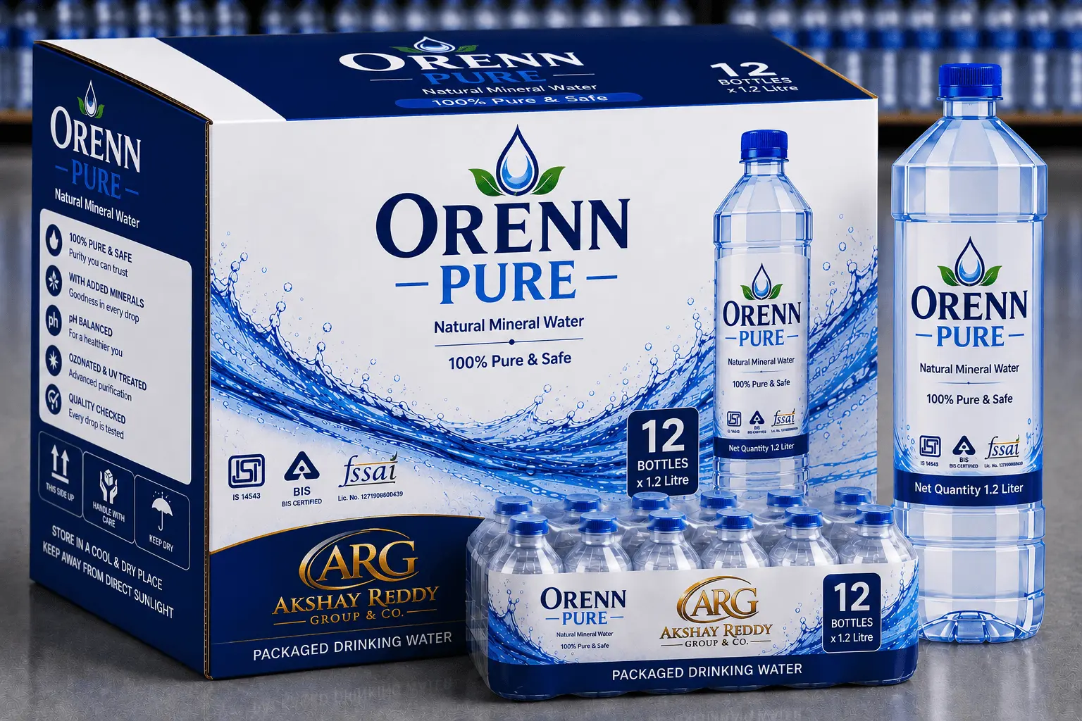 ORENN PURE Natural Mineral Water 1.2 L (Pack of 12)